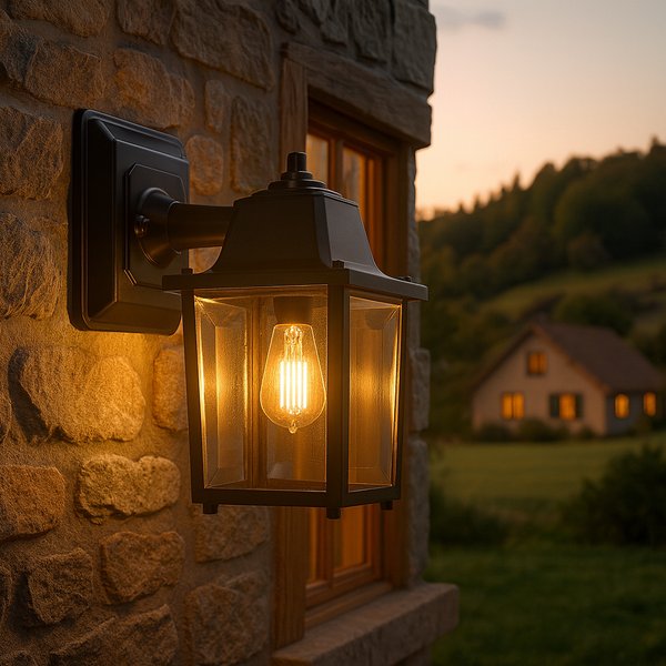 luminaria arandela parede colonial vintage externa quadrado cor ouro velho